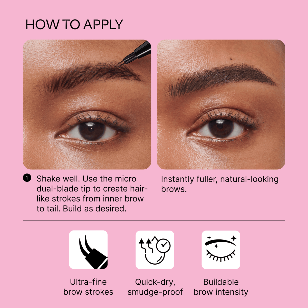 Kiss Dual Blade Brow Pen - Dark Brown | Smudge Free