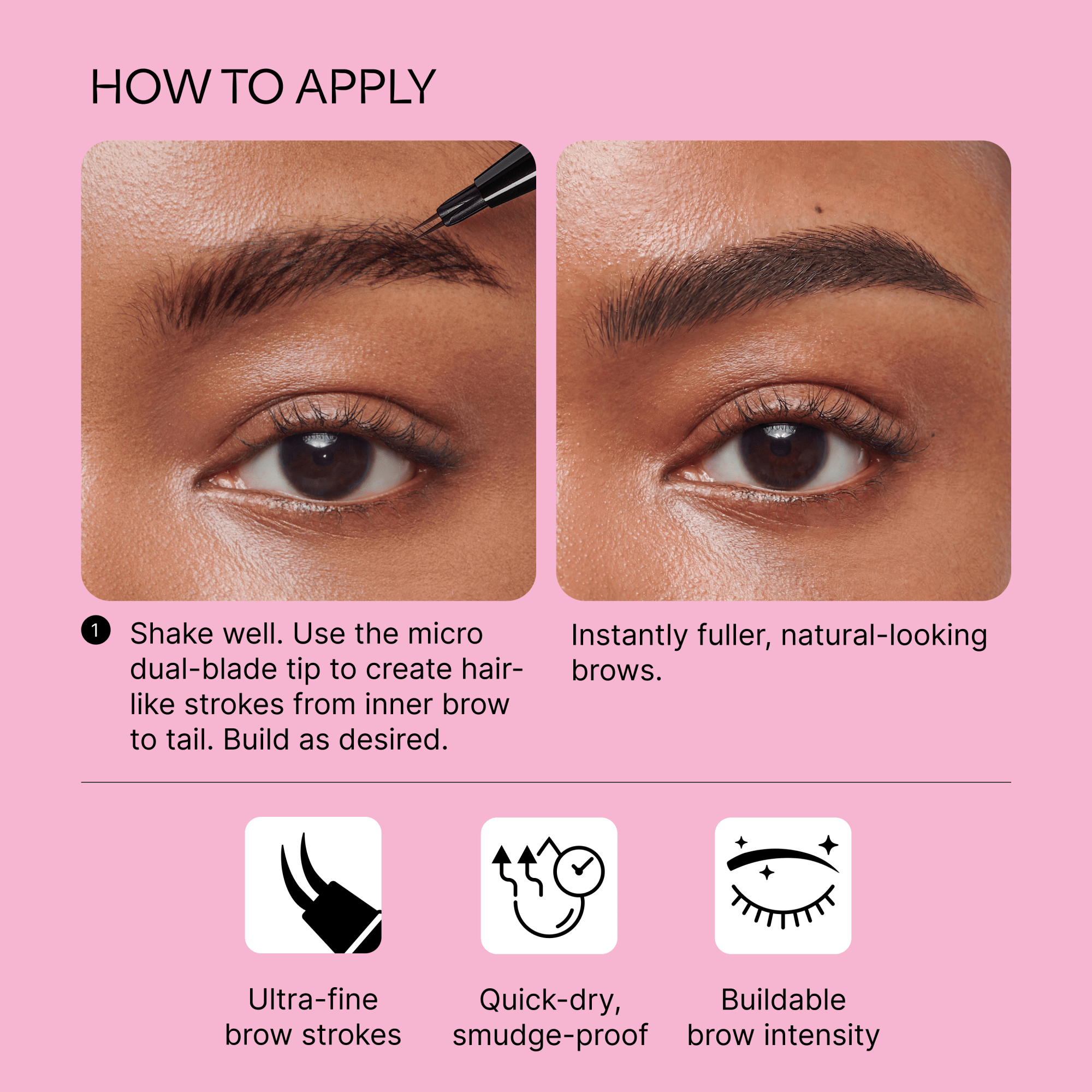 Kiss Dual Blade Brow Pen - Dark Brown | Smudge Free