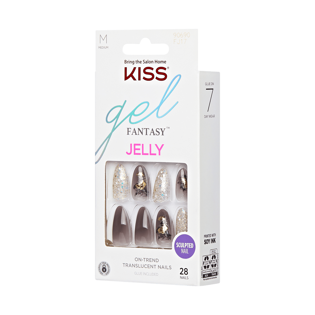 KISS Gel Fantasy Jelly Press On Glue Nails - Floral Jelly