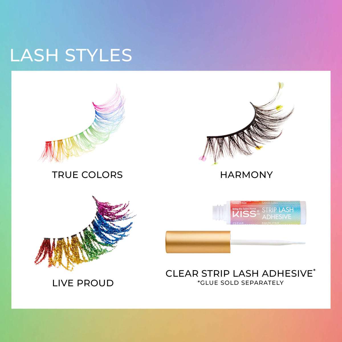 Kiss 'Color The World' Pride False Eyelashes - Harmony | 1 Pair, Strip ...