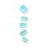 Set of five press-on nails in varying sizes, featuring a glossy light blue base with two nails decorated with blue and silver glitter accents.