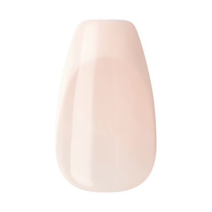 Single press-on nail in a soft nude pink shade with a glossy finish, shown against a transparent background.