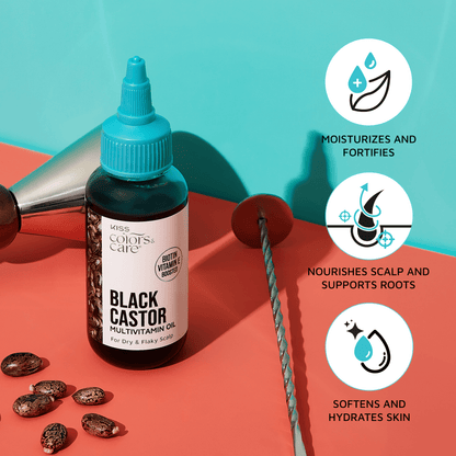 KISS Colors &amp; Care Multivitamin Oil &amp; Gua Sha - Black Castor