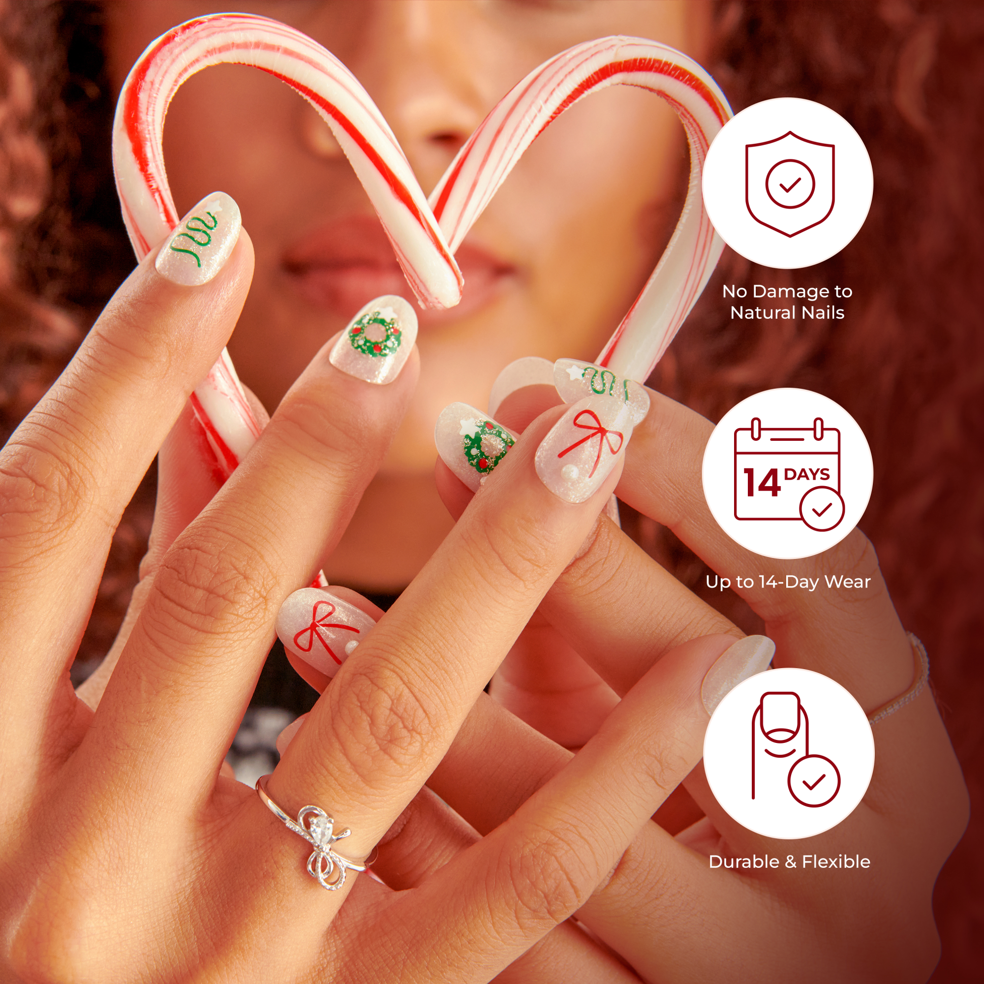 KISS Voguish Fantasy Holiday Press On Glue Nails - Ho Ho Holiday