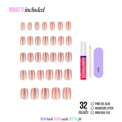 KISS GLAM Embellished Press On Glue Nails - Golden Hour Affairs