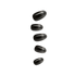 Black oval press-on nails with chrome-like finish displayed on fingertips