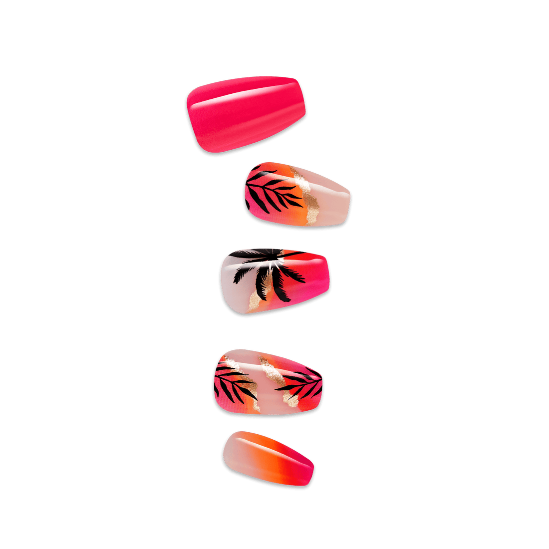 Set of colorful nail designs on a transparent background