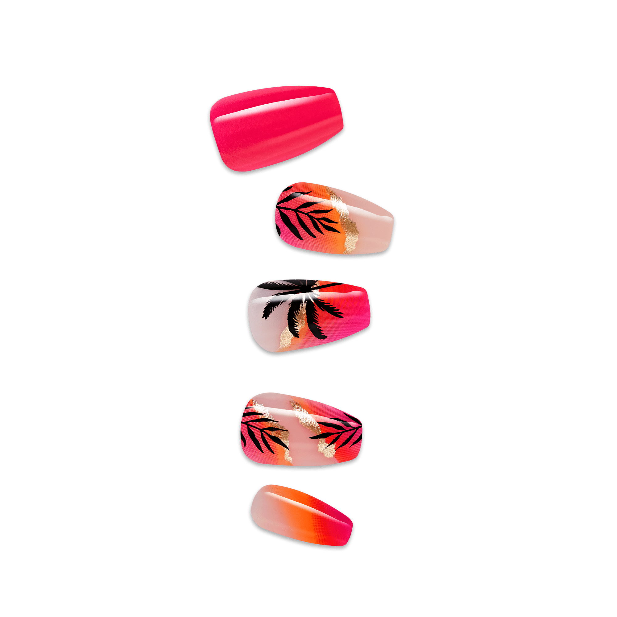 Set of colorful nail designs on a transparent background
