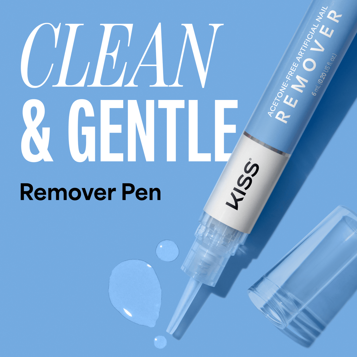 Kiss Acetone-Free Artificial Nail Remover Pen | Fake Nail Remover, Press-On Remover, Precision Tip for Gentle Removal, Non-Damaging, Vitamin E &amp; Keratin Infused, 0.2 fl. oz.