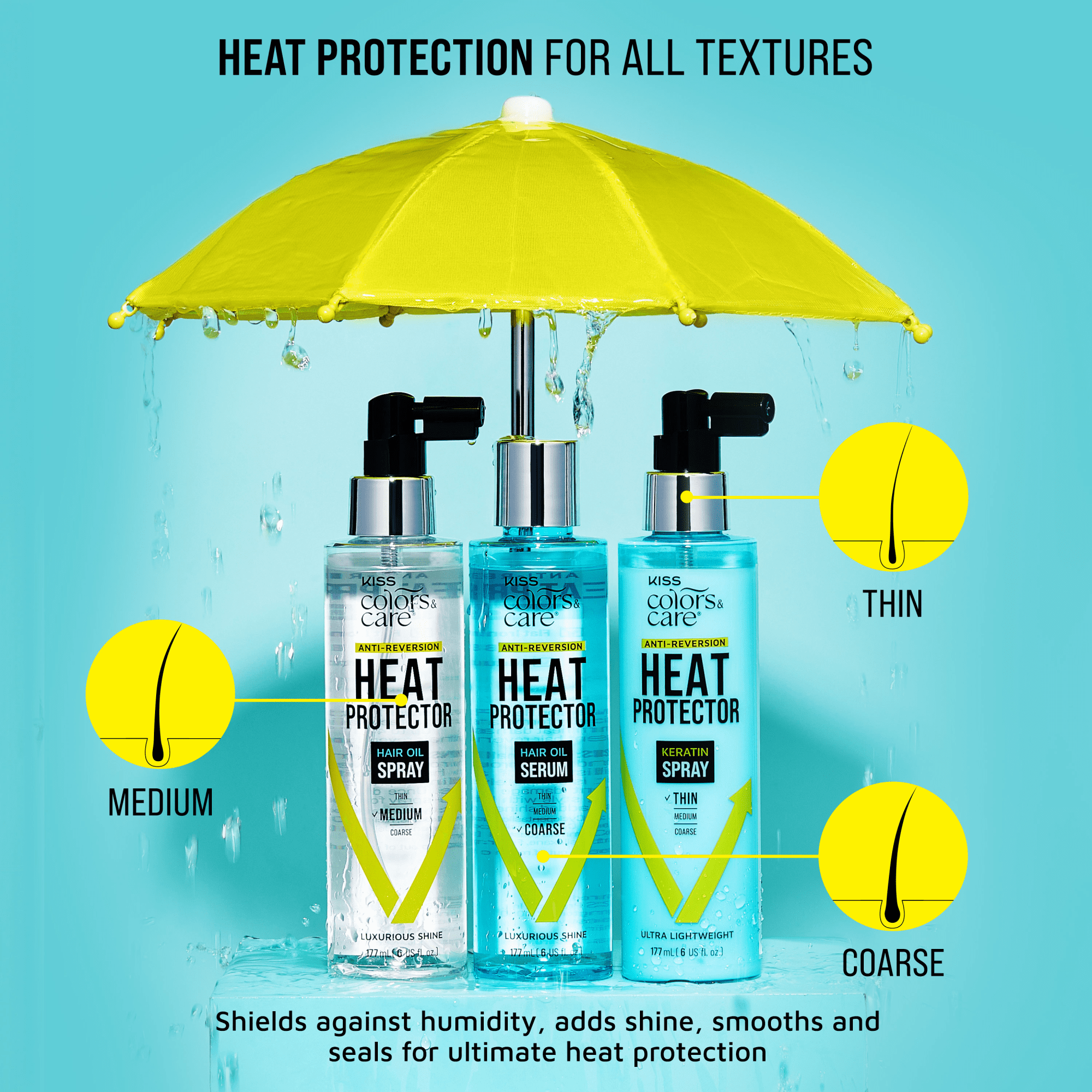 KISS Colors &amp; Care Anti-Reversion Heat Protector Hair Oil Serum